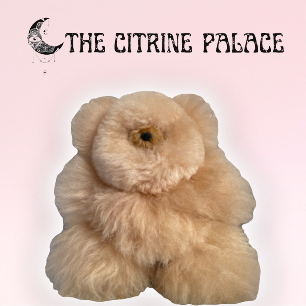 Light Cream Beige Alpaca luxury Fur Teddy bear plush gift